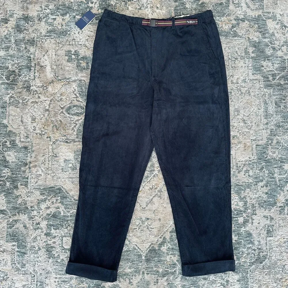Polo Ralph Lauren Pants Mens XXL Corduroy Aviator Belted Relaxed Fit Navy NWT